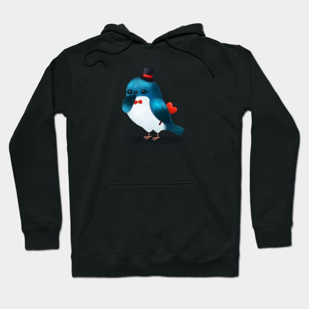 Tree swallow bird with a heart and a hat Hoodie by julianamotzko